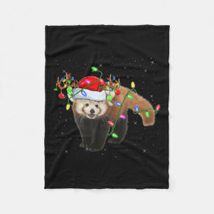 Cobertor De Velo Red Panda Lover Xmas Papais noeis de iluminação Re
