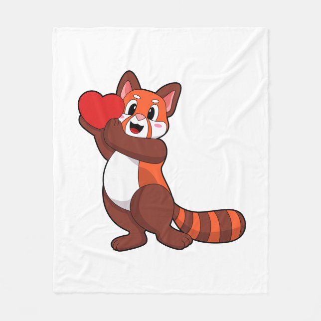 Cobertor De Velo Red Panda no Love with Heart.PNG (Frente)