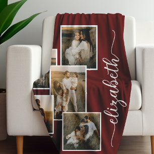 Cobertor De Velo Red Personalizado Com Colagem De Fotografias Name