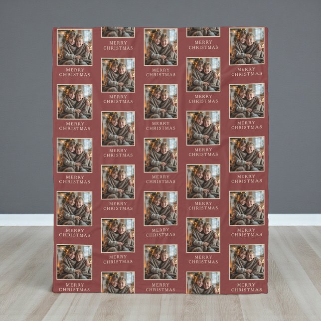 Cobertor De Velo Red Photo Holiday Merry Christmas  (Criador carregado)
