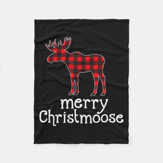 Cobertor De Velo Red Plaid Merry Christmoose Christmas T Shirt Moos (Frente)