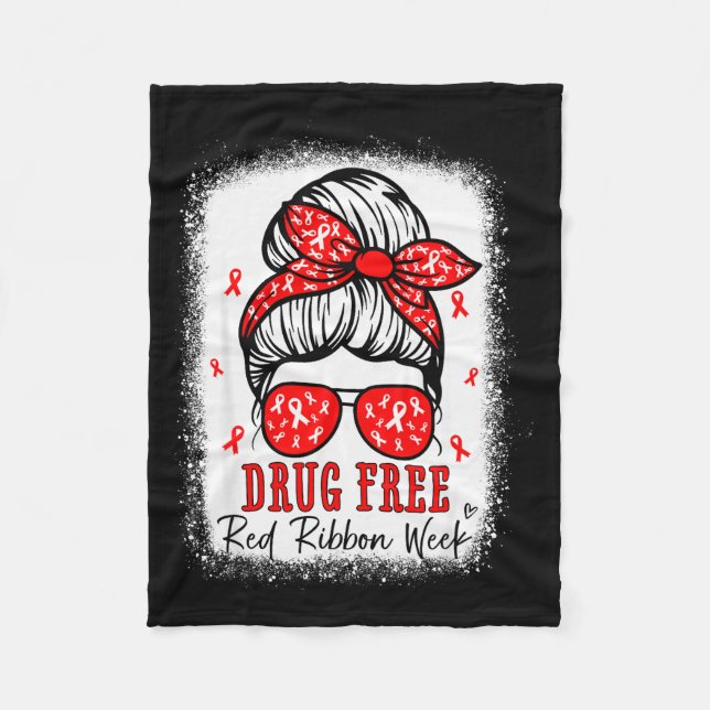 Cobertor De Velo Red Ribbon Week Awareness Coquette Drug Anti-drug  (Frente)