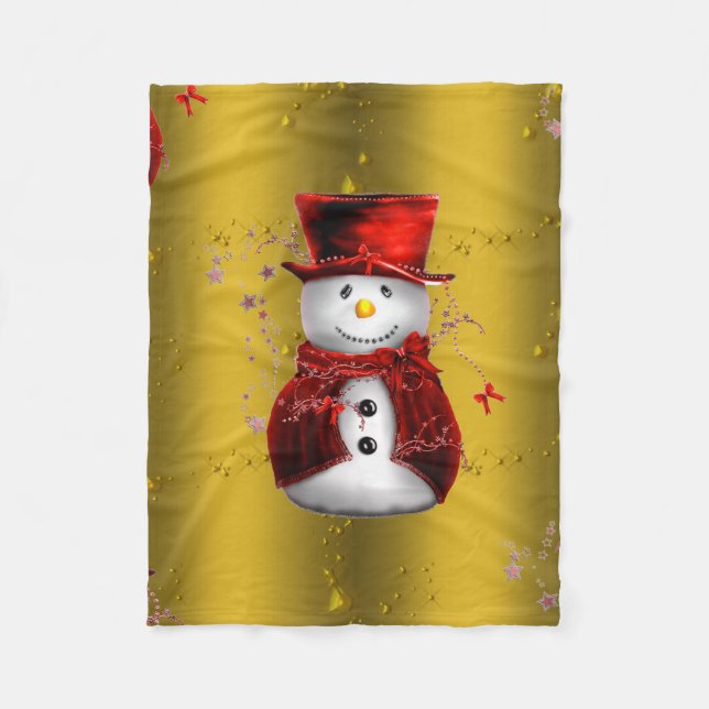 Cobertor De Velo Red Snowman no Dourado Natal (Frente)