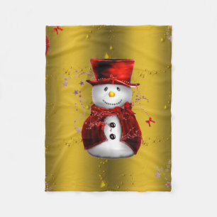 Cobertor De Velo Red Snowmen no Dourado