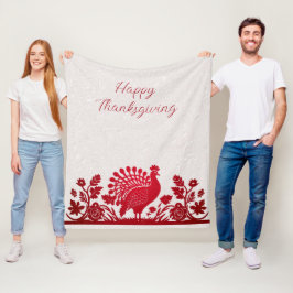 Cobertor De Velo Red Thankanding Turquia Floral Fleece Blanket