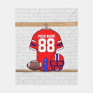 Cobertor De Velo Red White Blue Football Jersey personalizado