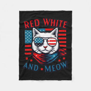 Cobertor De Velo Red White E Meow Cat American Flag 4 De Julho M