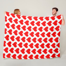 Cobertor De Velo Red White Hearts Pattern