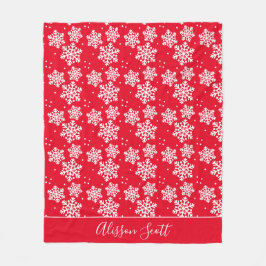 Cobertor De Velo Red White Snowflakes Clássico Moderno