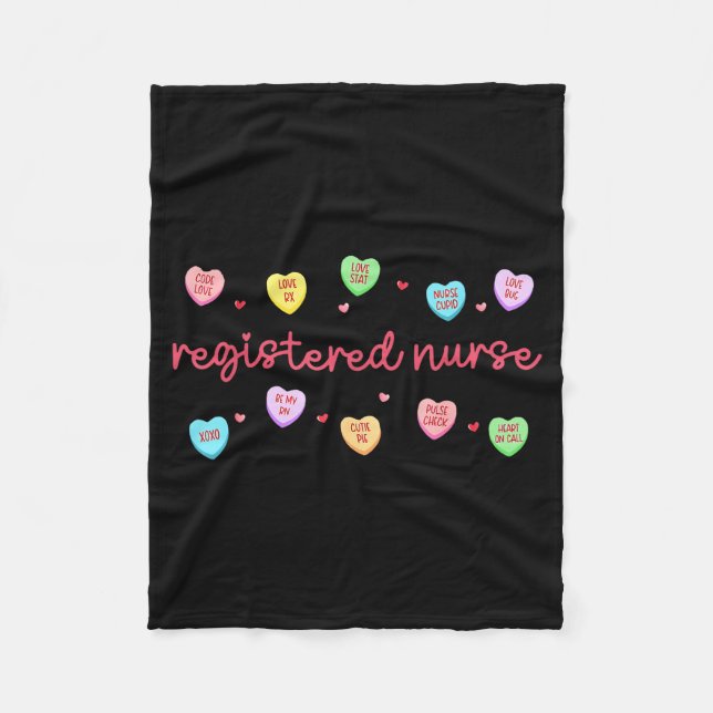 Cobertor De Velo Registered Nurse Valentines Candy Heart Healthcare (Frente)
