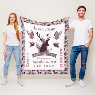 Cobertor De Velo Registro de Nascimento de Menina com Cabeça de Vea