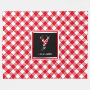 Cobertor De Velo Reinador de Xadrez de Buffalo Vermelho e Branco Pe