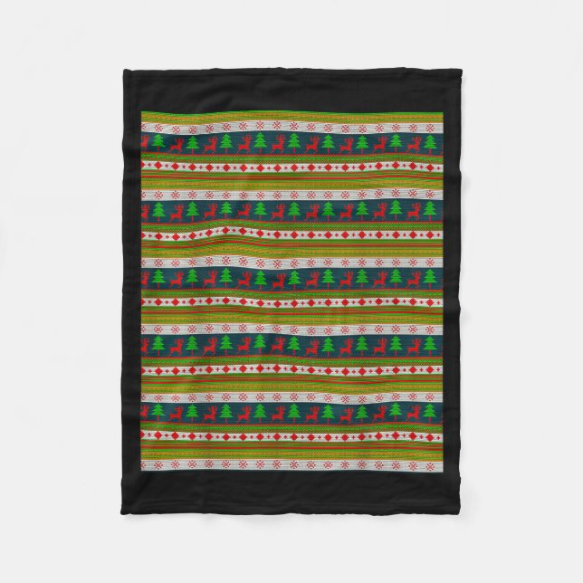 Cobertor De Velo Reindeer And Christmas Tree Knit Pattern  (Frente)