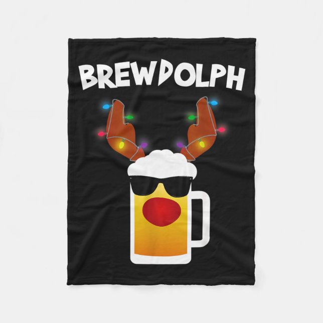Cobertor De Velo Reindeer Beer Rudolph Brewdolph Funny Christmas  (Frente)