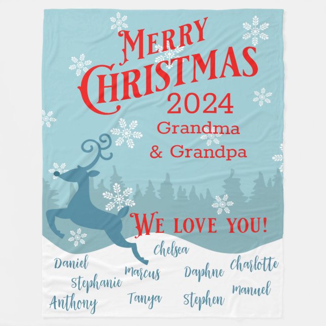 Cobertor De Velo Reindeer de Feriado Personalizado em Aberto (Frente)