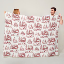 Cobertor De Velo Reindeer de Ilustração Vintage e Casas de inverno