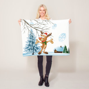 Cobertor De Velo Reindeer de Natal Fleece Blanket 30x40