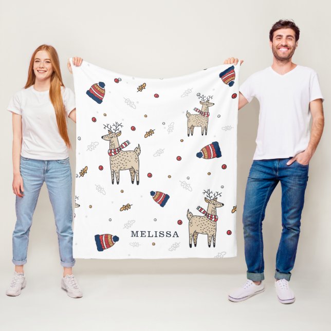 Cobertor De Velo Reindeer de Natal - Rustic Hats Personalizado (In Situ)