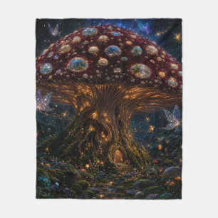 Cobertor De Velo Reino Cósmico dos Cogumelos — Bioluminescente