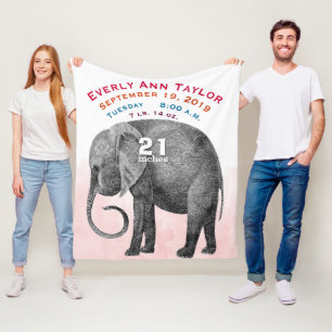 Cobertor De Velo Relato de Nascimentos Personalizados - Elefante
