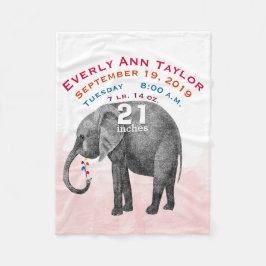 Cobertor De Velo Relato de Nascimentos Personalizados - Elefante