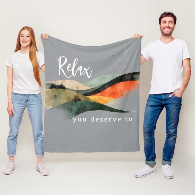Cobertor De Velo "Relax You Deserve To" Rolling HillsFleece Blanket (In Situ)