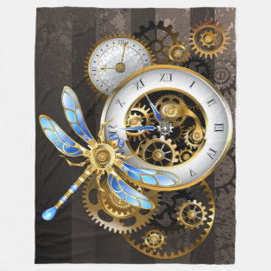Cobertor De Velo Relógio Steampunk com Libélula Mecânica