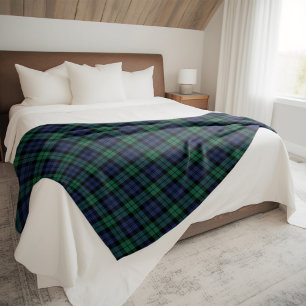 Cobertor De Velo Relógio Verde Azul Preto Tartan Plaid