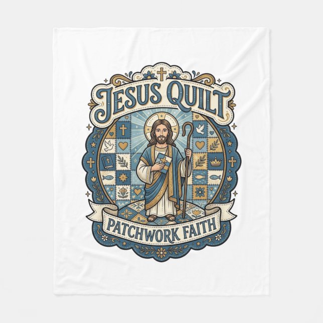 Cobertor De Velo Remendo de Colcha de Jesus Fé Patchwork Jesus Colc (Frente)