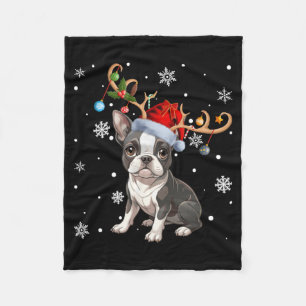 Cobertor De Velo Rena de Luz de Natal Chapéu de Papai Noel Boston T