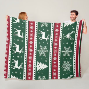 Cobertor De Velo Rena de Natal Vermelha e Flocos de Neve Sem Costur