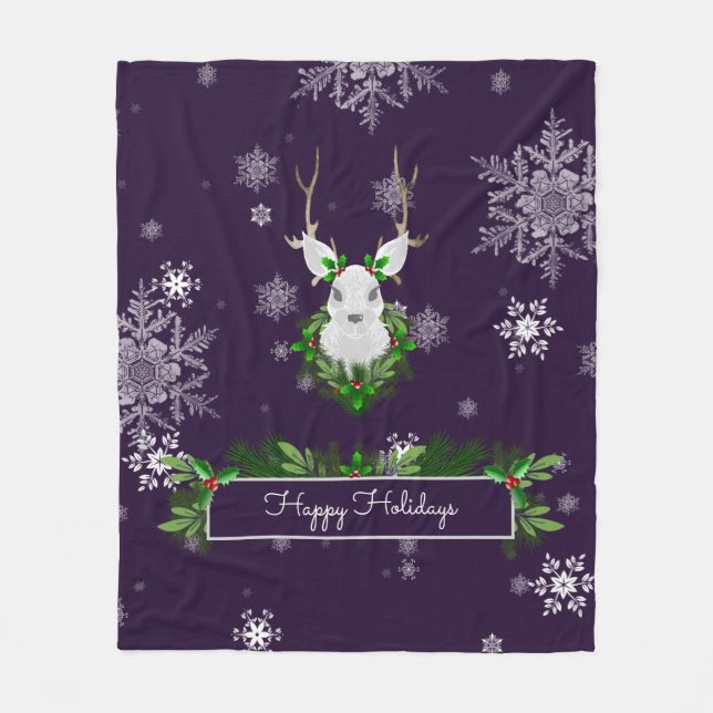 Cobertor De Velo Rena Roxa Fleece Blanket (Frente)