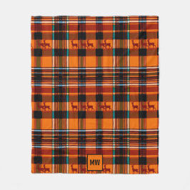 Cobertor De Velo renas de xadrez, monograma de Natal de inverno