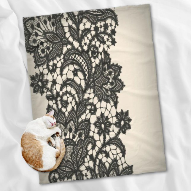 Cobertor De Velo renda preta (black lace fleece blanket)