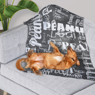 Cobertor De Velo Repetindo Padrão de Nome de Pet Cinza Escura Moder