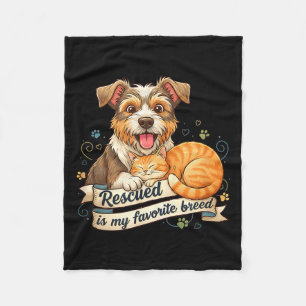 Cobertor De Velo Resgatado é meu Pet Adoção de Gato Cachorro Raça F