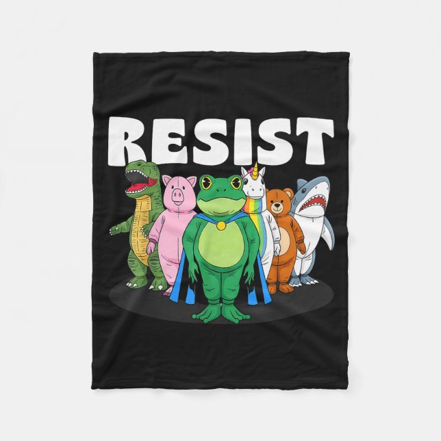 Cobertor De Velo Resist No King Portland Frog Costume Activists Gro (Frente)