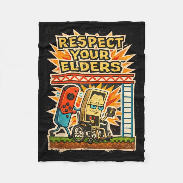 Cobertor De Velo Respect Your Elders Funny Gamer Controller 80s Ret (Frente)