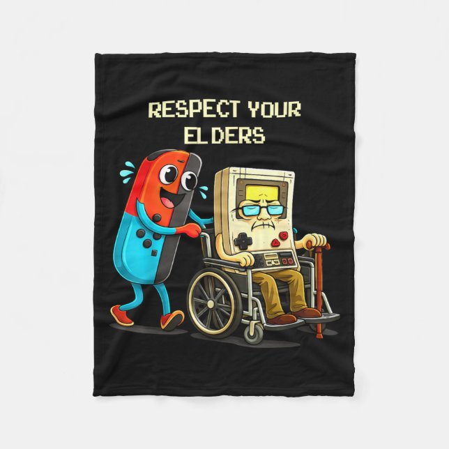 Cobertor De Velo Respect Your Elders Funny Retro Gaming  (Frente)