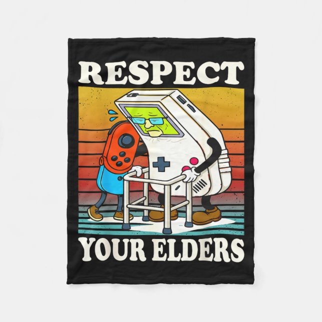 Cobertor De Velo Respect Your Elders Gaming Control 80s Retro Funny (Frente)