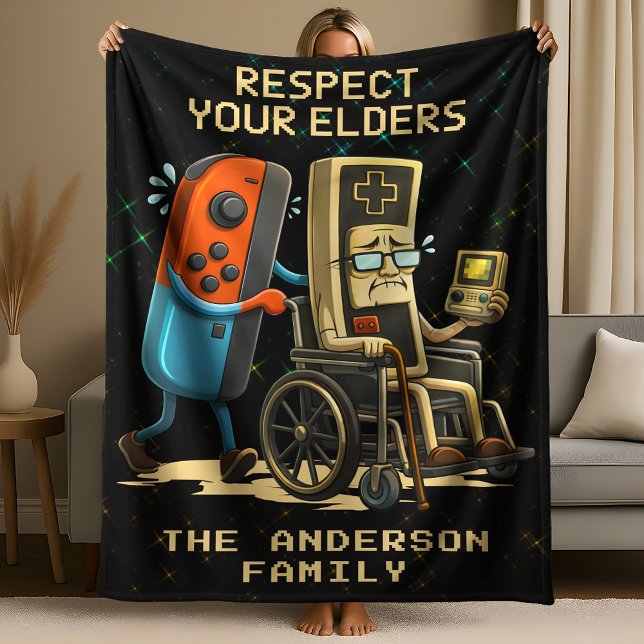 Cobertor De Velo Respect Your Elders Gaming Control Retro Funny (Criador carregado)