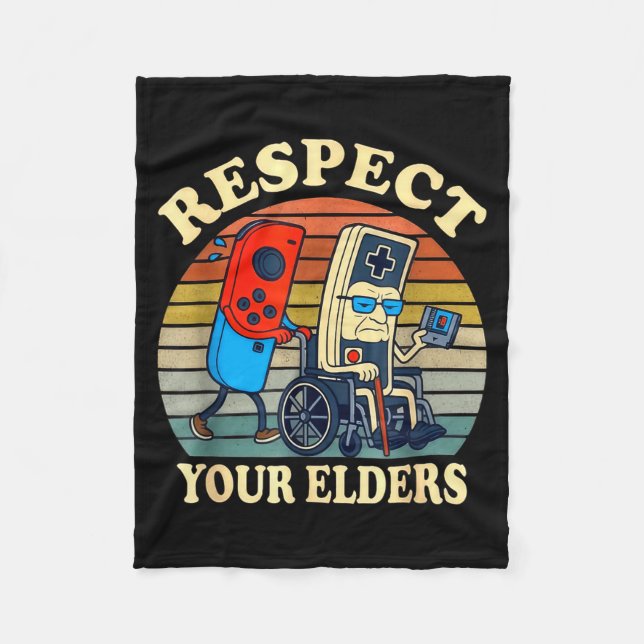 Cobertor De Velo Respect Your Elders Gaming Control Retro Funny Gam (Frente)