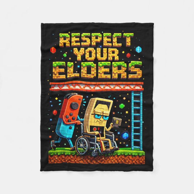 Cobertor De Velo Respect Your Elders Retro Gaming Xel Gamer Control (Frente)