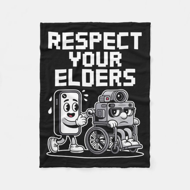 Cobertor De Velo Respect Your Elders Retro Tech Camera Phone Cartoo (Frente)