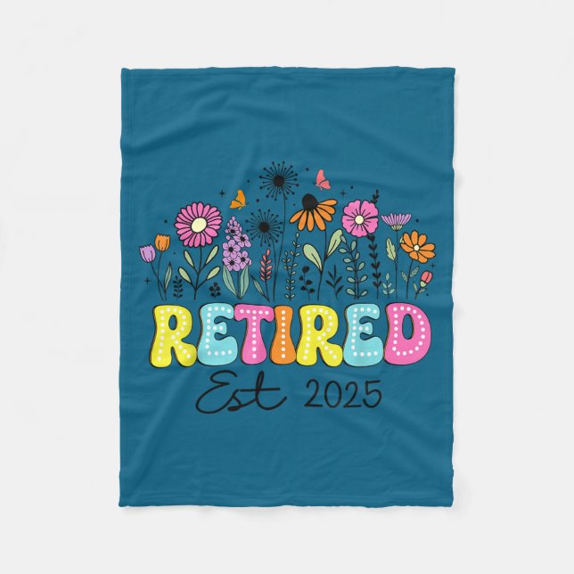 Cobertor De Velo Retired Est 2025 Boho Floral Retirement Retire Tea (Frente)
