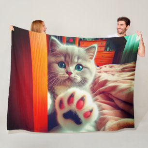 Cobertor De Velo Retrato Aconchegante de Patinha de Gatinho Fofo