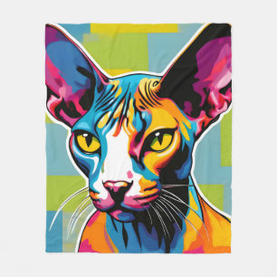 Cobertor De Velo Retrato Cat Sphynx Pop Art