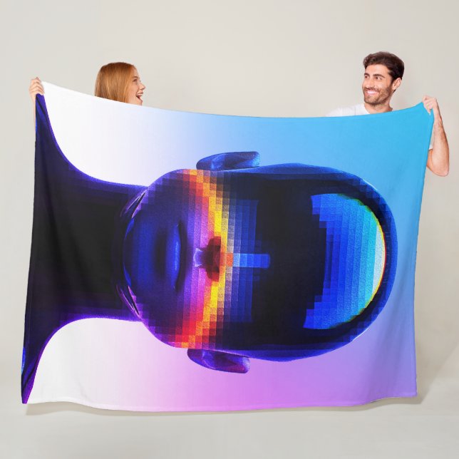 Cobertor De Velo Retrato de Arte Futurística em Pixel - Abstrato di (In Situ)