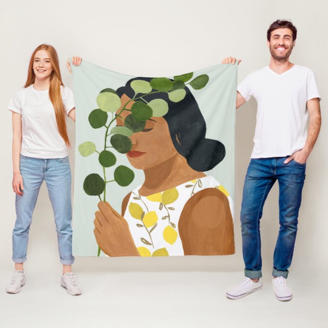 Cobertor De Velo Retrato de Botânica - Mulher com Verde (In Situ)