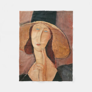 Cobertor De Velo Retrato de Jeanne Hebuterne em um chapéu grande